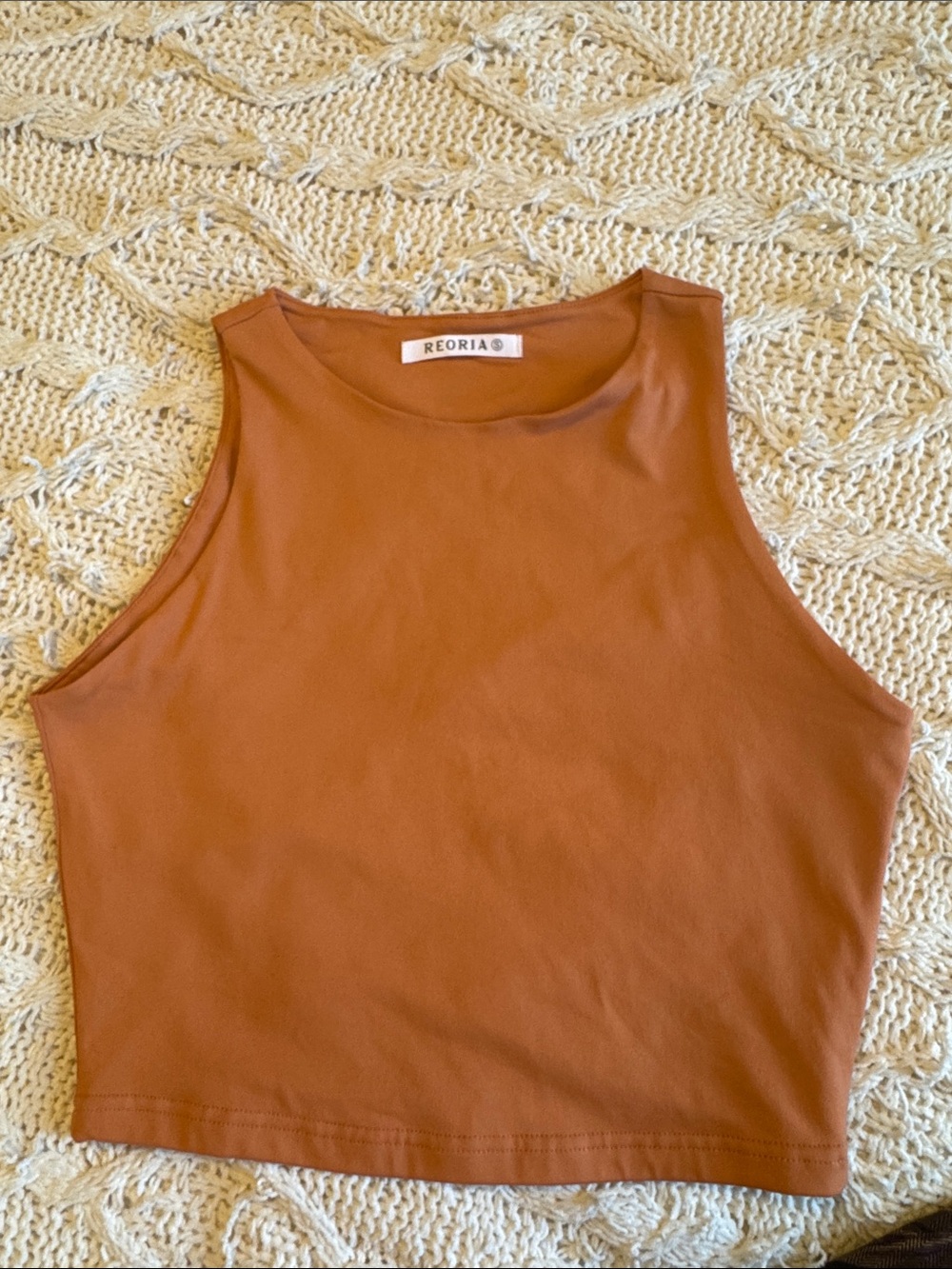 ReoRia Cropped Tank Top — Rust Brown